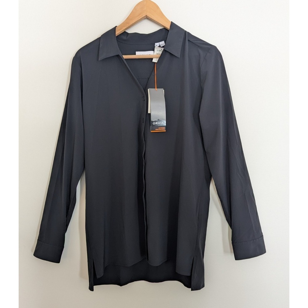 Orvis Outdoor Performance Shirt Womens Sz M Black UPF 50 Stretch Hiking Travel‎